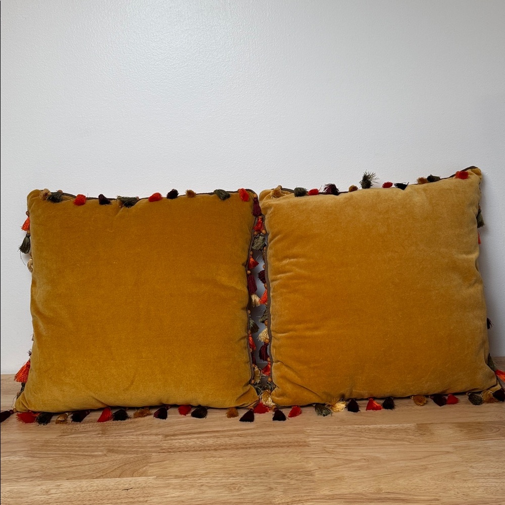 Set of Pier 1 Velvet boho pillow with tassels - Picture 12 of 13